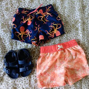 Bundle toddler boy 2t sz 7 sandal swim trunk carters cat jack lion tiger octopus